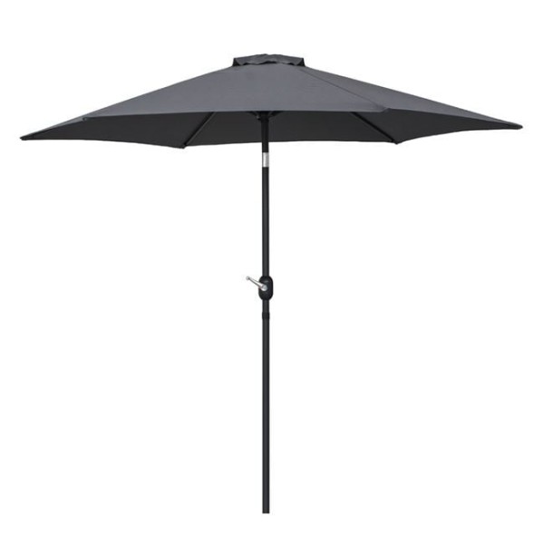 Umbrela de Gradina si Terasa Gri cu Inclinatie, rezistenta la Vant, Cadru din Otel, Diametru 2.7 m, mecanism manual