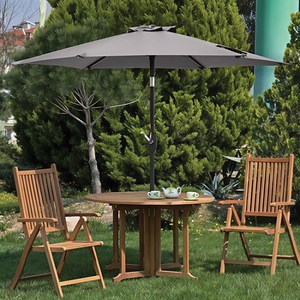 Umbrela de Gradina si Terasa Gri cu Inclinatie, rezistenta la Vant, Cadru din Otel, Diametru 2.7 m, mecanism manual