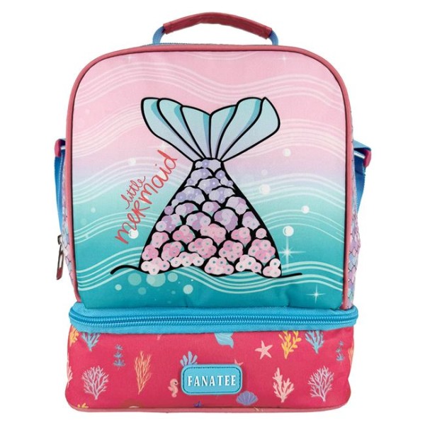 Geanta servit pranzul pentru Prescolari, Little Mermaid Roz, Doua compartimente, Capacitate 9 Litrii