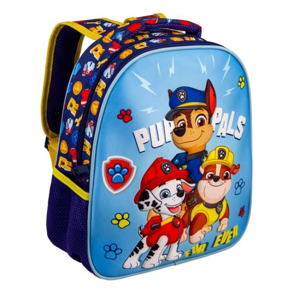 Ghiozdan Copii Gradinita si Scoala, Model PAW PATROL 3D, 2 compartimente si 2 buzunare laterale, bretele ajustabile, Albastru, 27x10x31cm