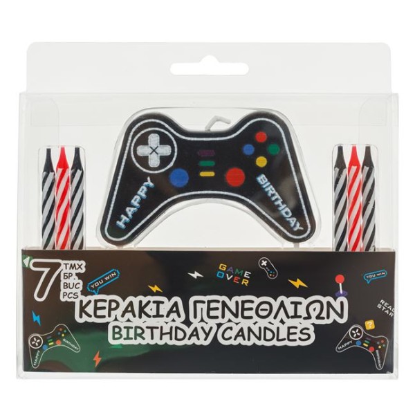 Lumanari tort aniversar, Happy Birthday Controller Gaming Negru