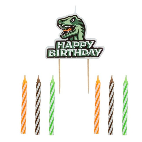 Lumanari tort aniversar, Happy Birthday Dinozaur Verde