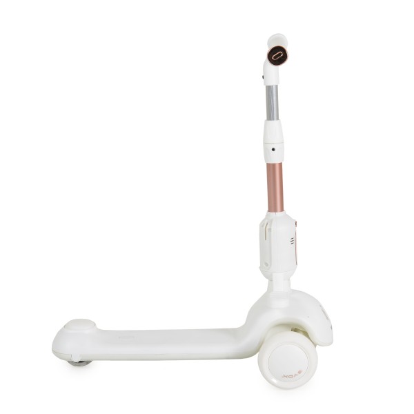 Trotinetă 2 in 1 Copii Byox Velvet Royal White – Cu Scaun, Lumină, Muzică și Ghidon Reglabil, 3+ Ani