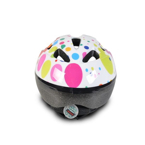 Cască de protectie Copii Byox Y03 Dots Multicolor cu LED și Ventilație – Mărime Reglabilă 48–54 cm, Tehnologie Out-Mold, 210g
