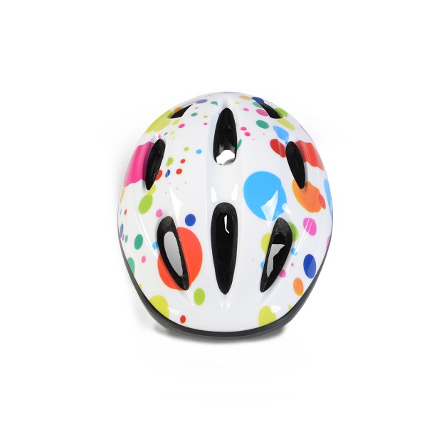 Cască de protectie Copii Byox Y03 Dots Multicolor cu LED și Ventilație – Mărime Reglabilă 48–54 cm, Tehnologie Out-Mold, 210g
