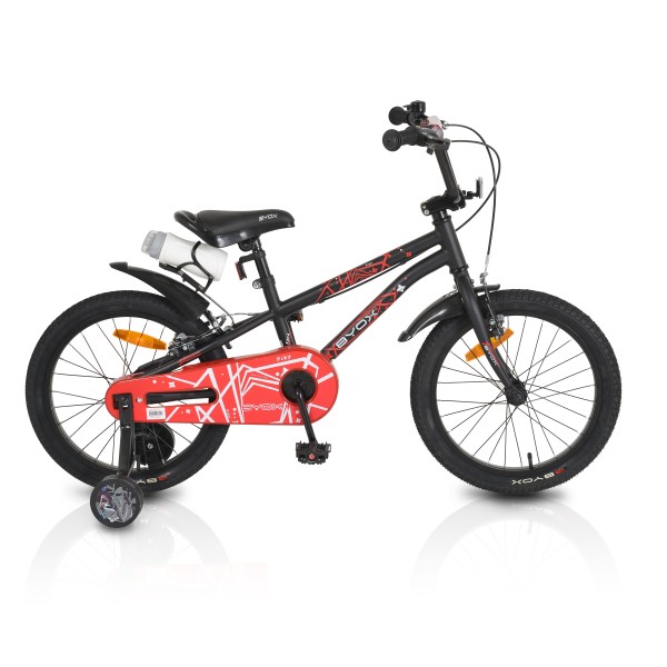 Bicicletă Copii 5-9 ani 18" Pixy Byox – Frâne V-Brake, Roți Ajutatoare, Coș și Clopoțel