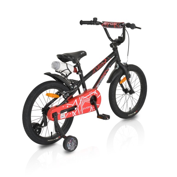 Bicicletă Copii 5-9 ani 18" Pixy Byox – Frâne V-Brake, Roți Ajutatoare, Coș și Clopoțel