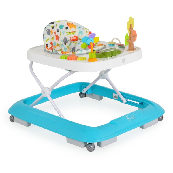Premergător Bebe 6 Luni+ Moni Forest Blue – Panou Interactiv cu Sunete si Melodii, 3 Trepte Reglare, Design Pliabil și Jucării Incluse