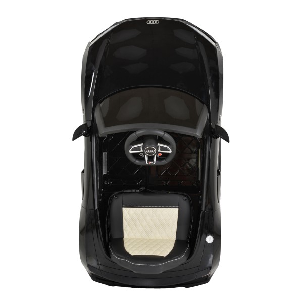 Mașinuță Electrică Copii 3–8 Ani Audi R8 Spyder Black – 2 Motoare, Baterie 12V, Telecomandă, Bluetooth, Uși Funcționale, Faruri LED