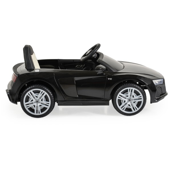Mașinuță Electrică Copii 3–8 Ani Audi R8 Spyder Black – 2 Motoare, Baterie 12V, Telecomandă, Bluetooth, Uși Funcționale, Faruri LED
