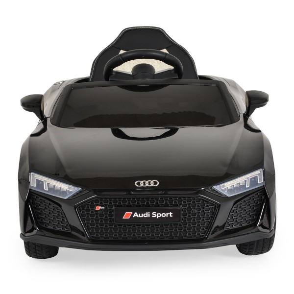 Mașinuță Electrică Copii 3–8 Ani Audi R8 Spyder Black – 2 Motoare, Baterie 12V, Telecomandă, Bluetooth, Uși Funcționale, Faruri LED