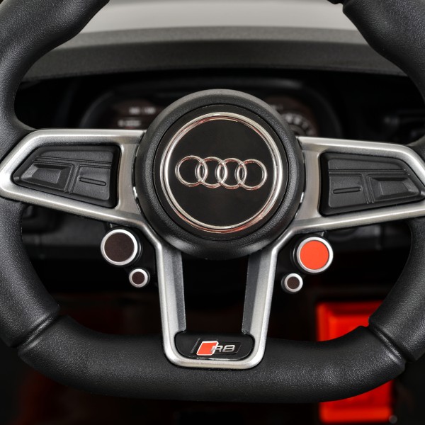 Mașinuță Electrică Copii 3–8 Ani Audi R8 Spyder Black – 2 Motoare, Baterie 12V, Telecomandă, Bluetooth, Uși Funcționale, Faruri LED