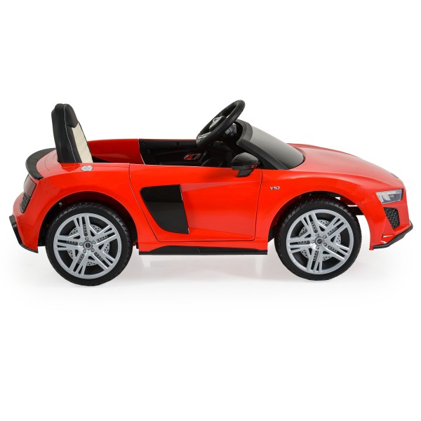 Mașinuță Electrică Copii 3–8 Ani Audi R8 Spyder Red – 2 Motoare, Baterie 12V, Telecomandă, Bluetooth, Uși Funcționale, Faruri LED