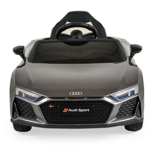 Mașinuță Electrică Copii 3–8 Ani Audi R8 Spyder Silver – 2 Motoare, Baterie 12V, Telecomandă, Bluetooth, Uși Funcționale, Faruri LED