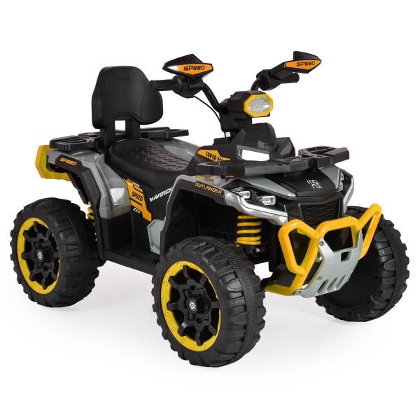 ATV Electric Copii 3+ ani - Moni Speed Buggy Yellow cu 4 Motoare 25W, Baterie 12V, Telecomandă, Lumini și MP3 