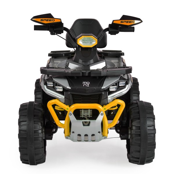 ATV Electric Copii 3+ ani - Moni Speed Buggy Yellow cu 4 Motoare 25W, Baterie 12V, Telecomandă, Lumini și MP3