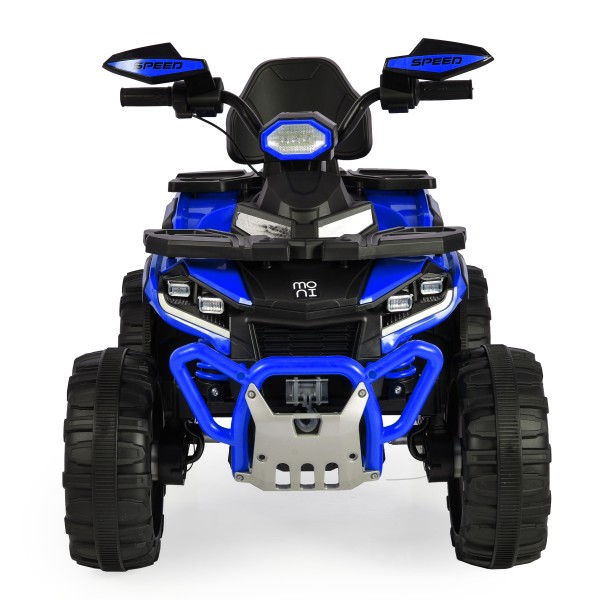 ATV Electric Copii 3+ ani - Moni Speed Buggy Blue cu 4 Motoare 25W, Baterie 12V, Telecomandă, Lumini și MP3