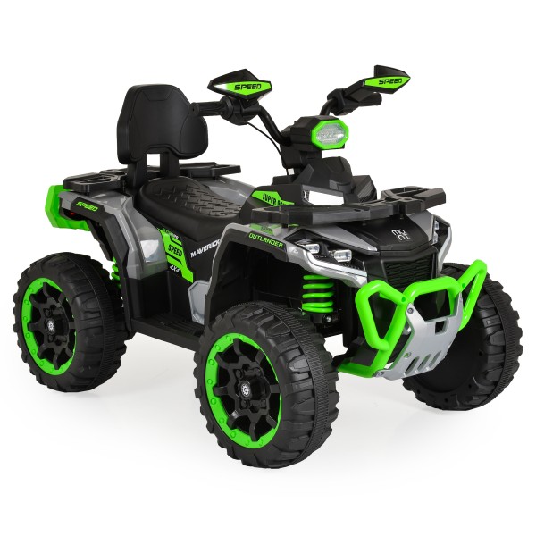 ATV Electric Copii 3+ ani - Moni Speed Buggy Green cu 4 Motoare 25W, Baterie 12V, Telecomandă, Lumini și MP3