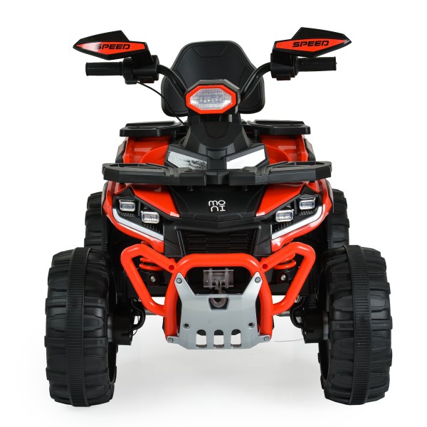 ATV Electric Copii 3+ ani - Moni Speed Buggy Red cu 4 Motoare 25W, Baterie 12V, Telecomandă, Lumini și MP3