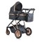 Cărucior 2 în 1 Midas Black pentru Nou-Născuți – Landou Transformabil în Modul Sport, Cadru Ușor din Aluminiu, Reversibil, 0-15 kg