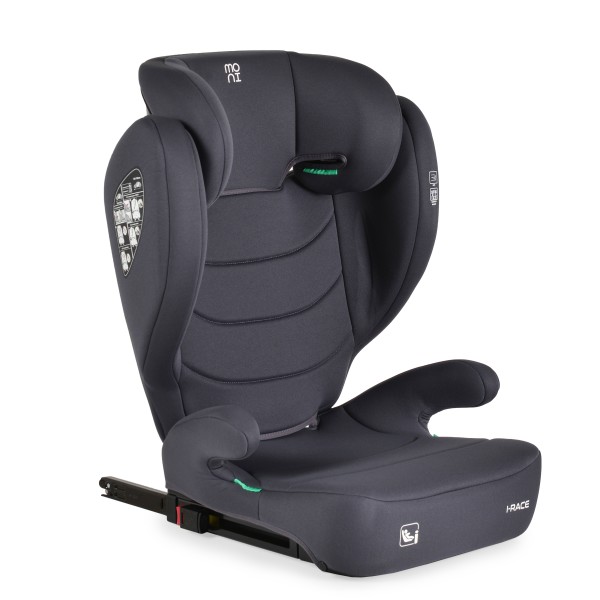 Scaun Auto i-Race Moni cu Isofix, Stone gray R129 i-Size 100–150 cm, Tetieră Reglabilă, Booster Detasabil  
