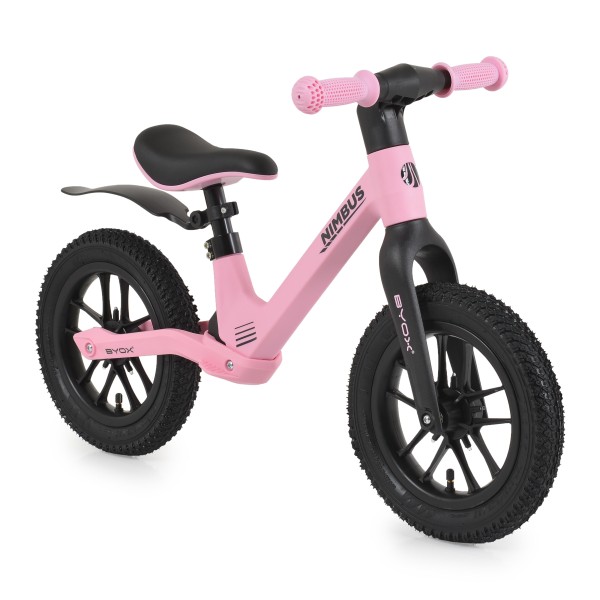 Bicicleta de Echilibru, fara Pedale Byox Nimbus Taffy Pink 12 Inch, Roti cu efecte luminoase, Scaun reglabil, Varsta 3 Ani +
