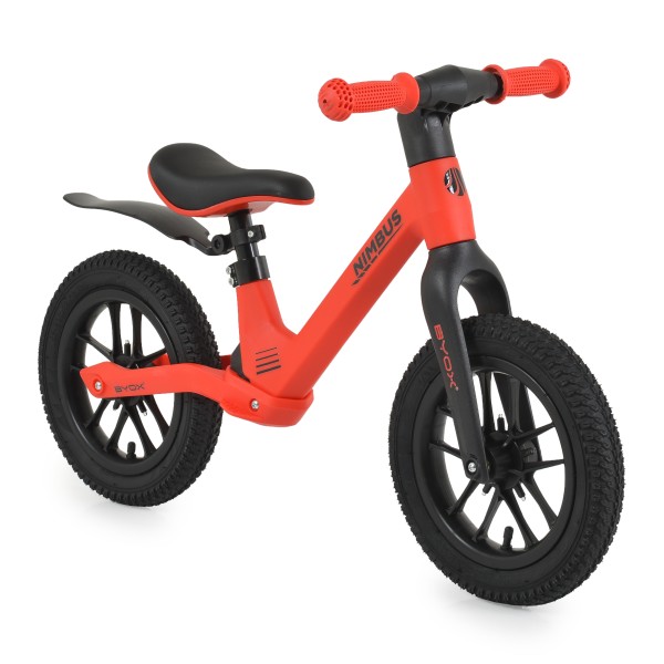 Bicicleta de Echilibru, fara Pedale Byox Nimbus Candy Red 12 Inch, Roti cu efecte luminoase, Scaun reglabil, Varsta 3 Ani +