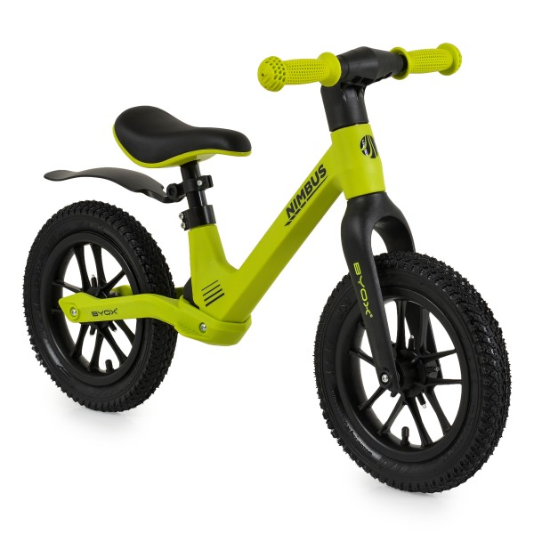 Bicicleta de Echilibru, fara Pedale Byox Nimbus Volt Green 12 Inch, Roti cu efecte luminoase, Scaun reglabil, Varsta 3 Ani +