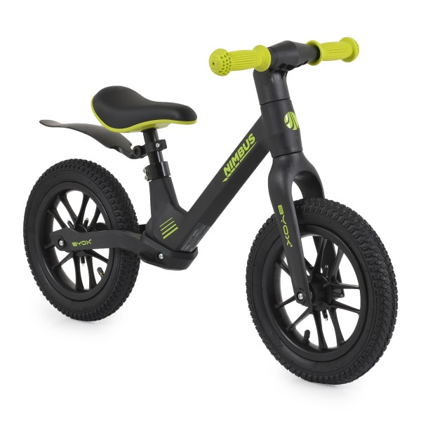 Bicicleta de Echilibru, fara Pedale Byox Nimbus Ink Black 12 Inch, Roti cu efecte luminoase, Scaun reglabil, Varsta 3 Ani +