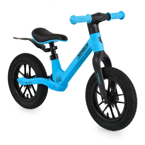 Bicicleta de Echilibru, fara Pedale Byox Nimbus Sky Blue 12 Inch, Roti cu efecte luminoase, Scaun reglabil, Varsta 3 Ani + 
