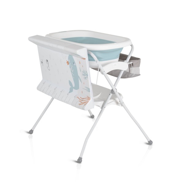 Cadita de baie pliabila 2 in 1 pentru bebe, Cangaroo Como Albastru, Saltea de infasat inclusa Cadita de baie pliabila 2 in 1 pentru bebe, Cangaroo Como Albastru, Saltea de infasat inclusa