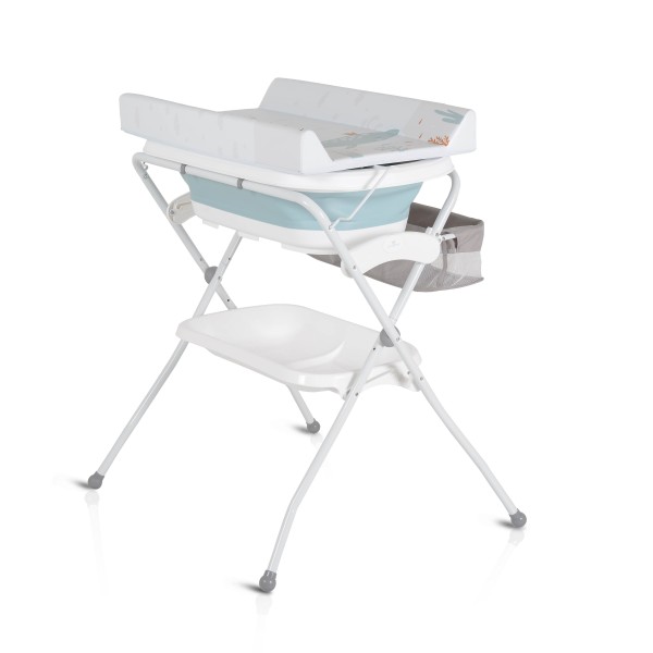 Cadita de baie pliabila 2 in 1 pentru bebe, Cangaroo Como Albastru, Saltea de infasat inclusa