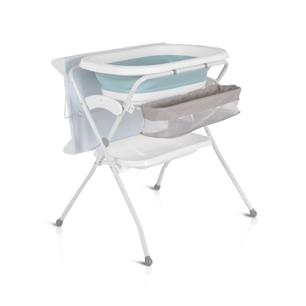 Cadita de baie pliabila 2 in 1 pentru bebe, Cangaroo Como Albastru, Saltea de infasat inclusa Cadita de baie pliabila 2 in 1 pentru bebe, Cangaroo Como Albastru, Saltea de infasat inclusa
