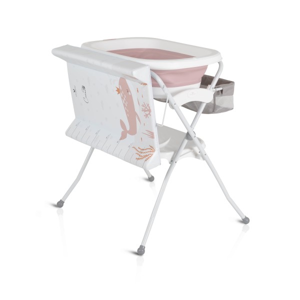 Cadita de baie pliabila 2 in 1 pentru bebe, Cangaroo Como Roz, Saltea de infasat inclusa Cadita de baie pliabila 2 in 1 pentru bebe, Cangaroo Como Roz, Saltea de infasat inclusa