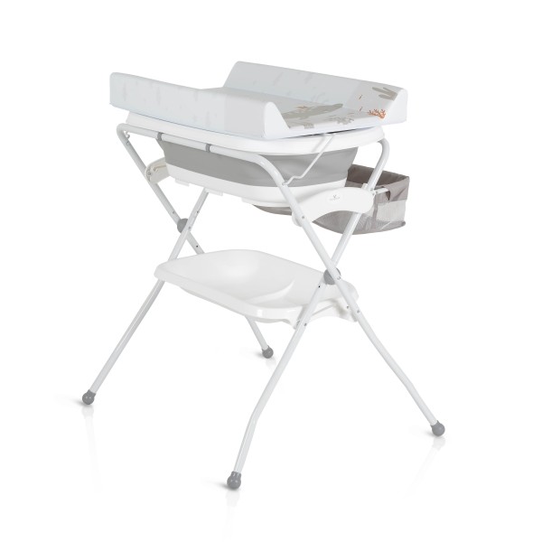 Cadita de baie pliabila 2 in 1 pentru bebe, Cangaro Como Gri, Saltea de infasat inclusa