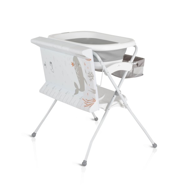 Cadita de baie pliabila 2 in 1 pentru bebe, Cangaro Como Gri, Saltea de infasat inclusa Cadita de baie pliabila 2 in 1 pentru bebe, Cangaro Como Gri, Saltea de infasat inclusa