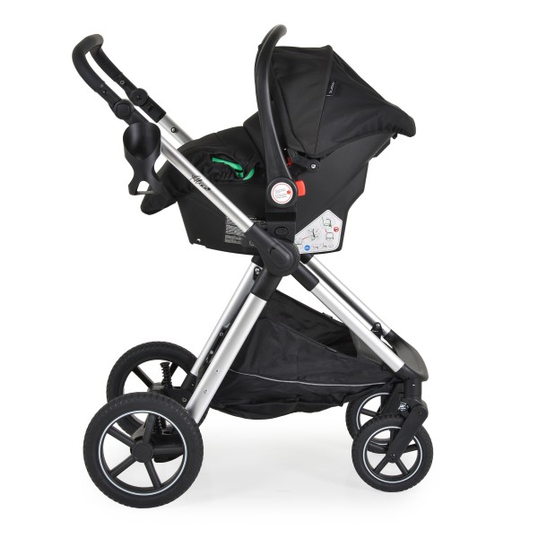 Cărucior 2 în 1 Moni Alina Black Onyx – Transformabil în Landou, Scaun Reversibil, Compact și Ușor, Accesorii Incluse, 0–4 Ani