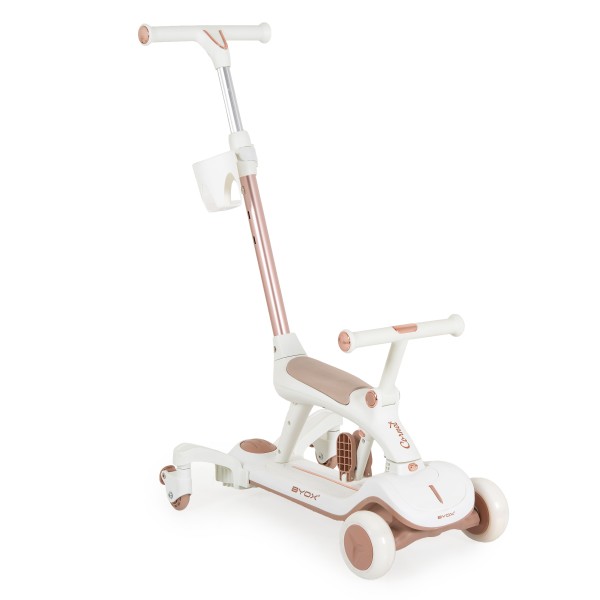 Trotinetă evolutiva 6 în 1 Byox Cornet White – Cu Scaun, Control Parental, LED și Muzică – de la 12 Luni+