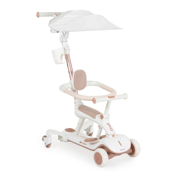 Trotinetă evolutiva 6 în 1 Byox Cornet White – Cu Scaun, Control Parental, LED și Muzică – de la 12 Luni+