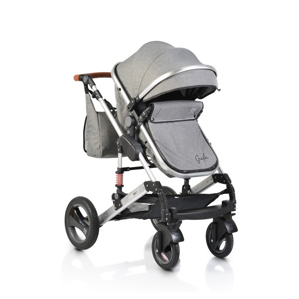Cărucior 2 în 1 pentru Bebeluși Moni Gala Dark Grey – Landou Transformabil, Spătar Reglabil, Cadru Aluminiu, 0–36 Luni