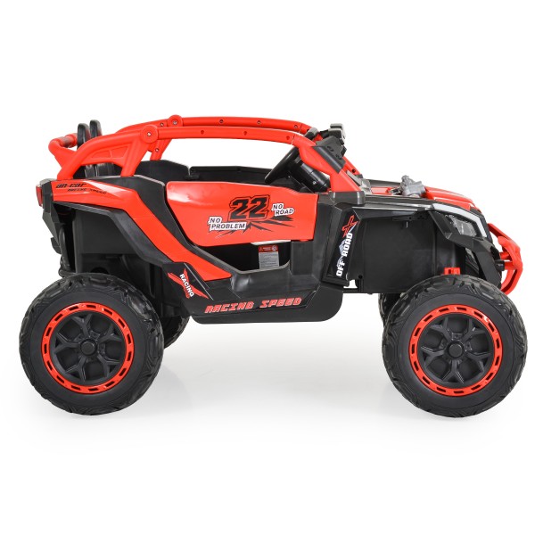 Jeep Buggy Electric Copii Moni Kansas Red 3-8 ani ani, 4 Motoare 30W, 2 Baterii, Telecomandă 2.4 GHz, Lumini LED și MP3