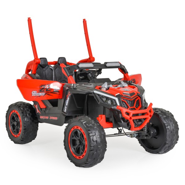 Jeep Buggy Electric Copii Moni Kansas Red 3-8 ani ani, 4 Motoare 30W, 2 Baterii, Telecomandă 2.4 GHz, Lumini LED și MP3