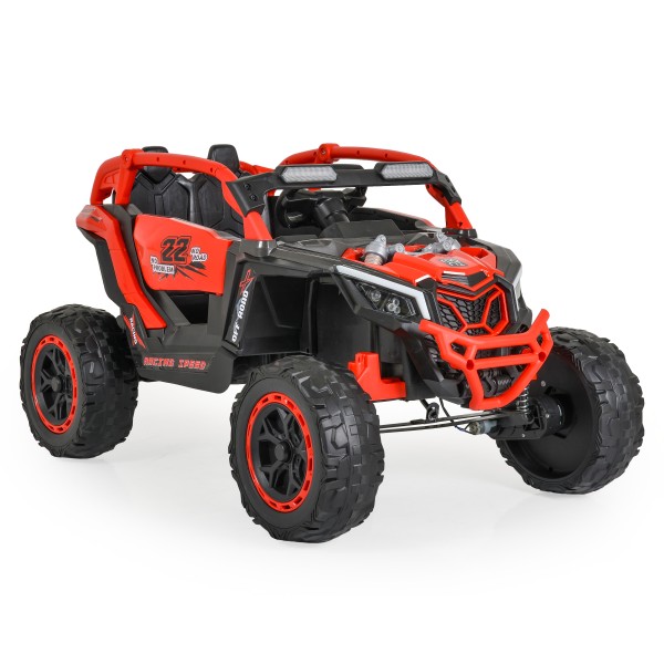Jeep Buggy Electric Copii Moni Kansas Red 3-8 ani ani, 4 Motoare 30W, 2 Baterii, Telecomandă 2.4 GHz, Lumini LED și MP3