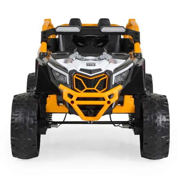 Jeep Buggy Electric Copii Moni Kansas White 3-8 ani ani, 4 Motoare 30W, 2 Baterii, Telecomandă 2.4 GHz, Lumini LED și MP3