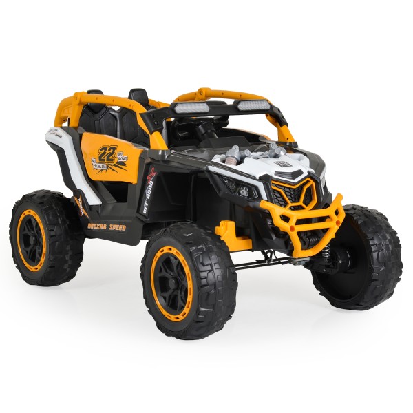 Jeep Buggy Electric Copii Moni Kansas White 3-8 ani ani, 4 Motoare 30W, 2 Baterii, Telecomandă 2.4 GHz, Lumini LED și MP3