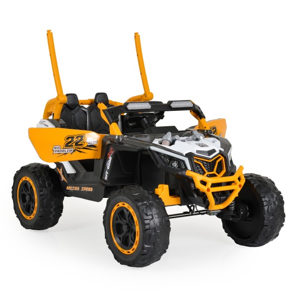Jeep Buggy Electric Copii Moni Kansas White 3-8 ani ani, 4 Motoare 30W, 2 Baterii, Telecomandă 2.4 GHz, Lumini LED și MP3