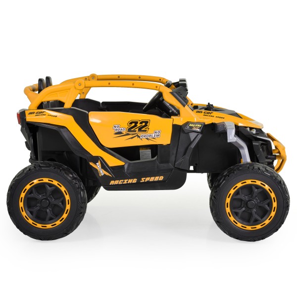 Mașinuță Electrică Jeep Moni Arizona Orange pentru Copii 3–8 ani, 4 Motoare 30W, Baterie 2x12V7Ah, Telecomandă 2.4GHz, Lumini și MP3