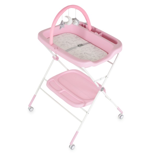 Masă de Înfășat Cangaroo Croco Pink – Pliabilă, cu Rafturi, Roți și Jucării, până la 15 kg Masă de Înfășat Cangaroo Croco Pink – Pliabilă, cu Rafturi, Roți și Jucării, până la 15 kg