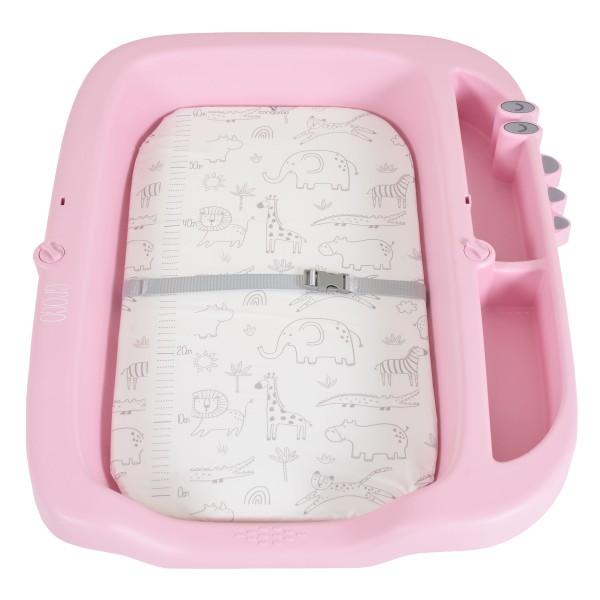 Masă de Înfășat Cangaroo Croco Pink – Pliabilă, cu Rafturi, Roți și Jucării, până la 15 kg Masă de Înfășat Cangaroo Croco Pink – Pliabilă, cu Rafturi, Roți și Jucării, până la 15 kg