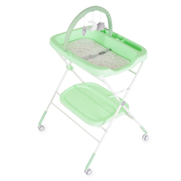 Masă de Înfășat Cangaroo Croco Green – Pliabilă, cu Rafturi, Roți și Jucării, până la 15 kg Masă de Înfășat Cangaroo Croco Green – Pliabilă, cu Rafturi, Roți și Jucării, până la 15 kg